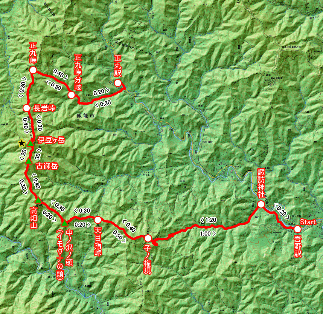 伊豆ヶ岳を越えるみち（埼玉県・2-03） コースマップ