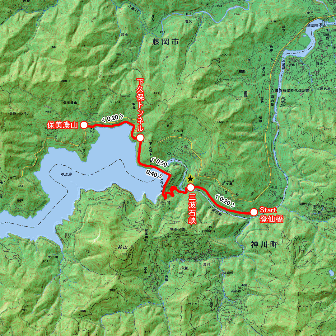 三波石峡のみち（群馬県・3-01） コースマップ