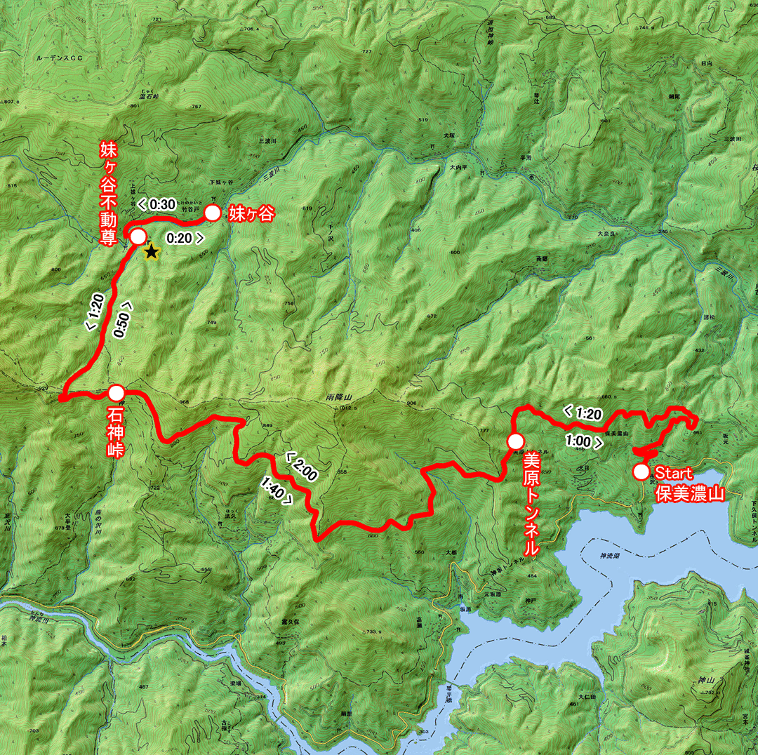 渓谷を下るみち（群馬県・3-02） コースマップ