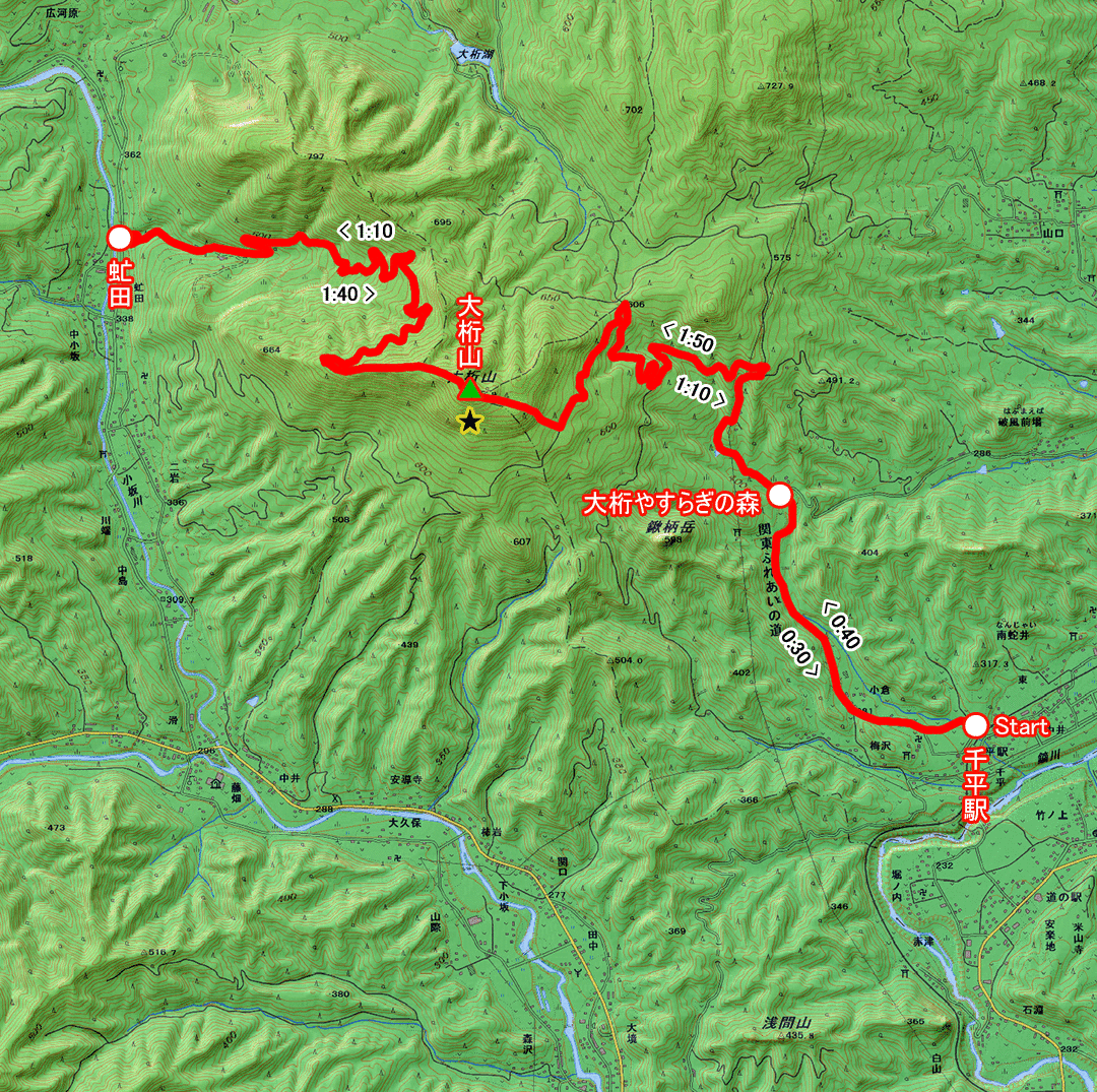 大桁山登山コース（群馬県・3-09） コースマップ