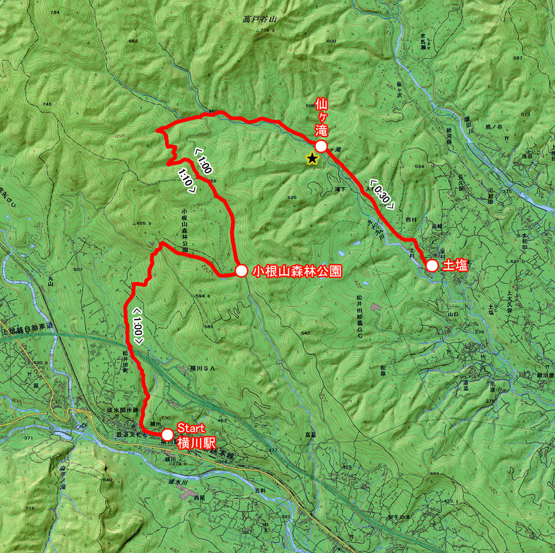 小根山森林公園へのみち（群馬県・3-12） コースマップ