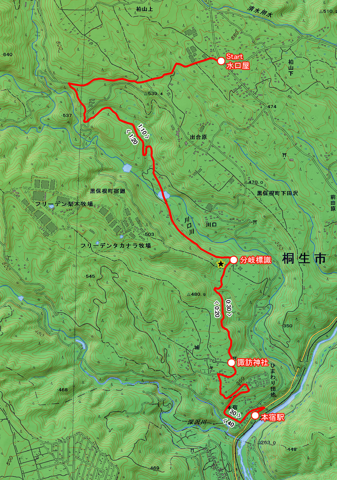 雑木の山路（群馬県・3-26） コースマップ