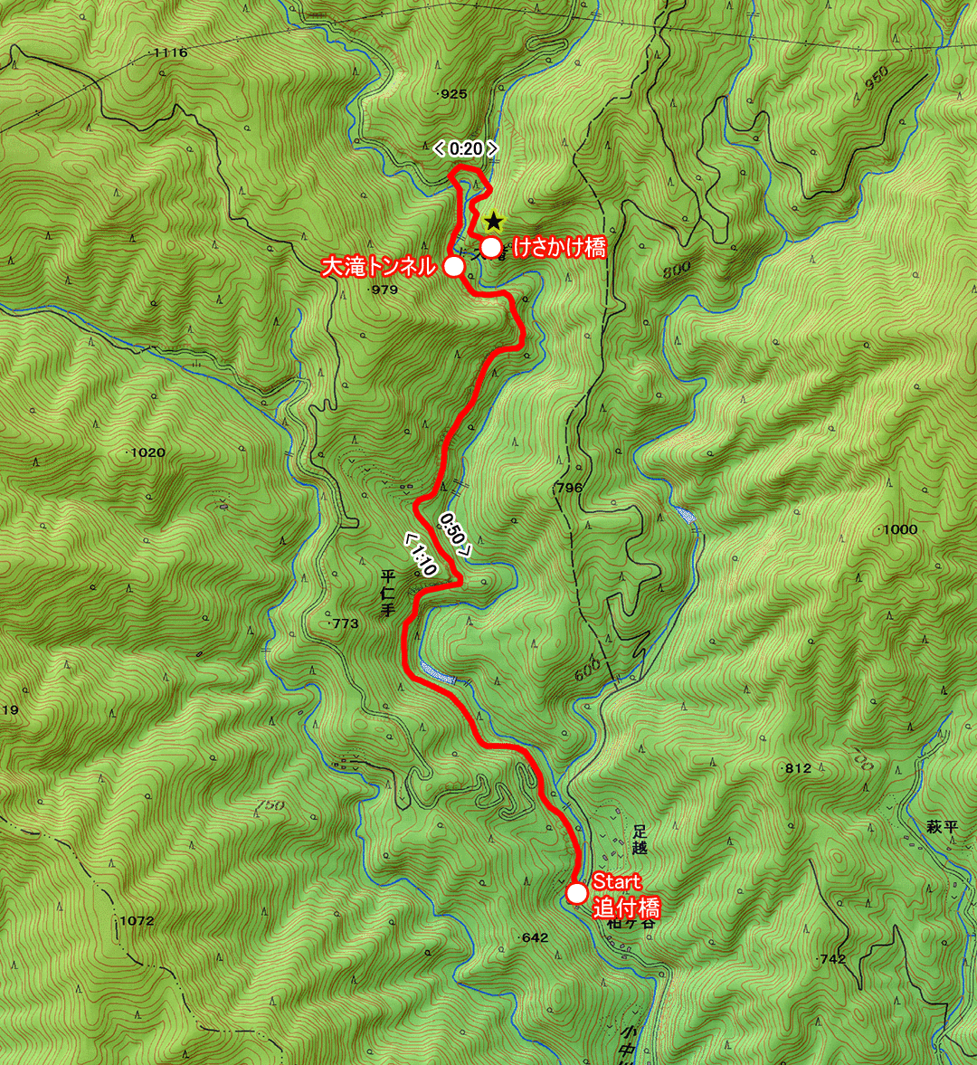 大滝へのみち（群馬県・3-29） コースマップ