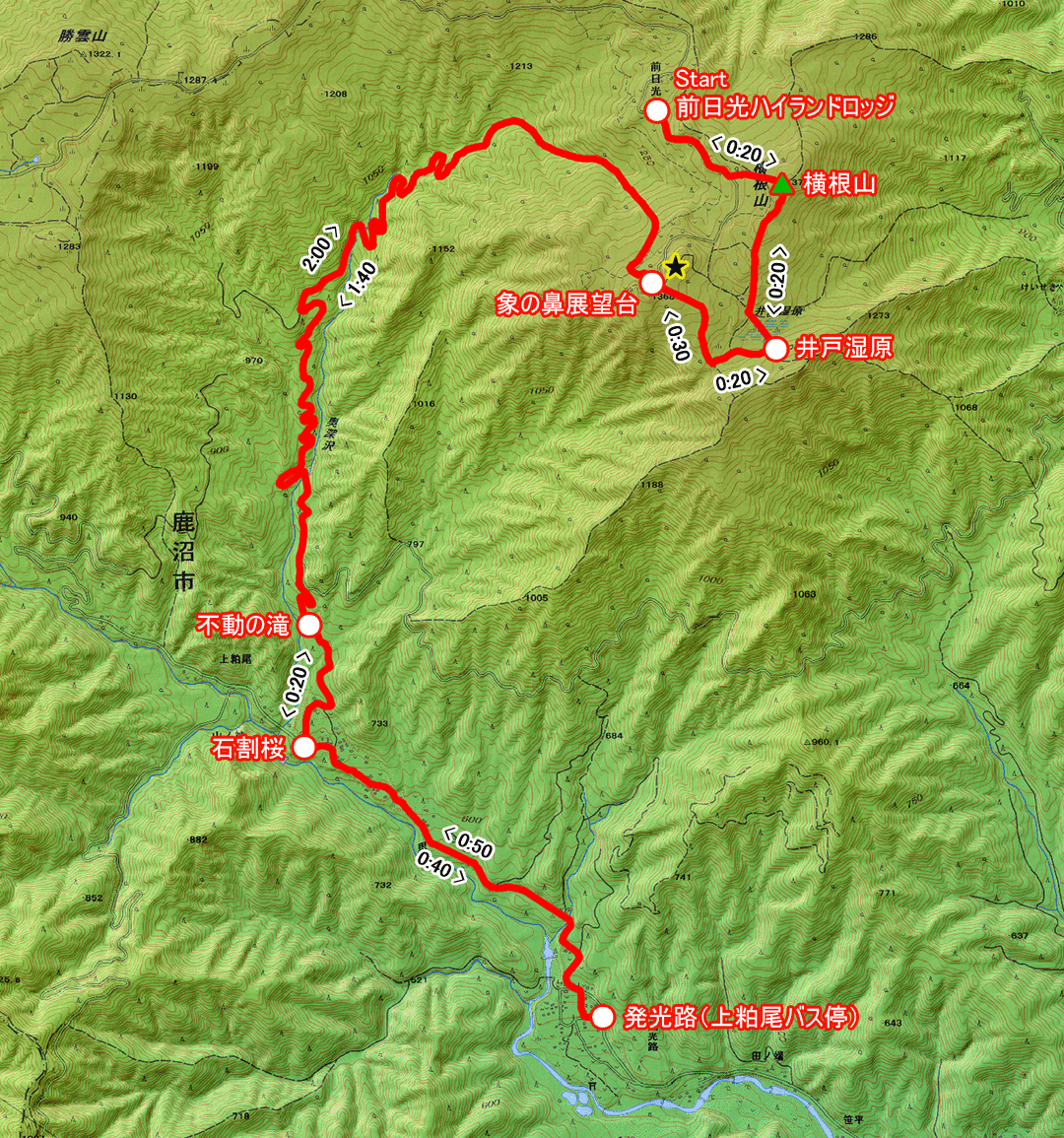 湿原とせせらぎのみち（栃木県・4-04） コースマップ