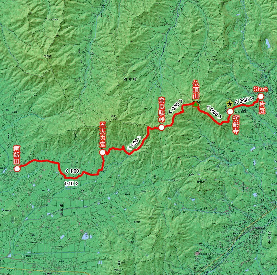自然林をあるくみち（茨城県・5-05） コースマップ