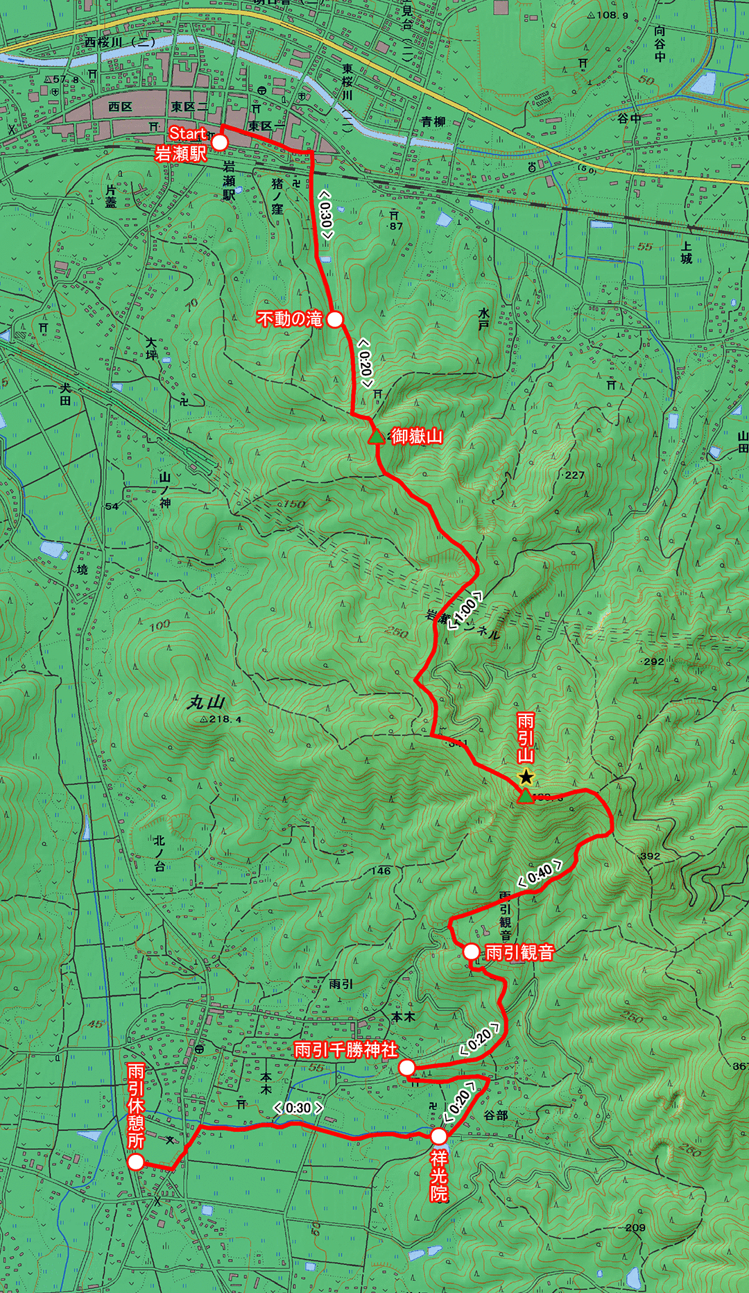 御嶽山から坂東24番札所へのみち（茨城県・5-07） コースマップ