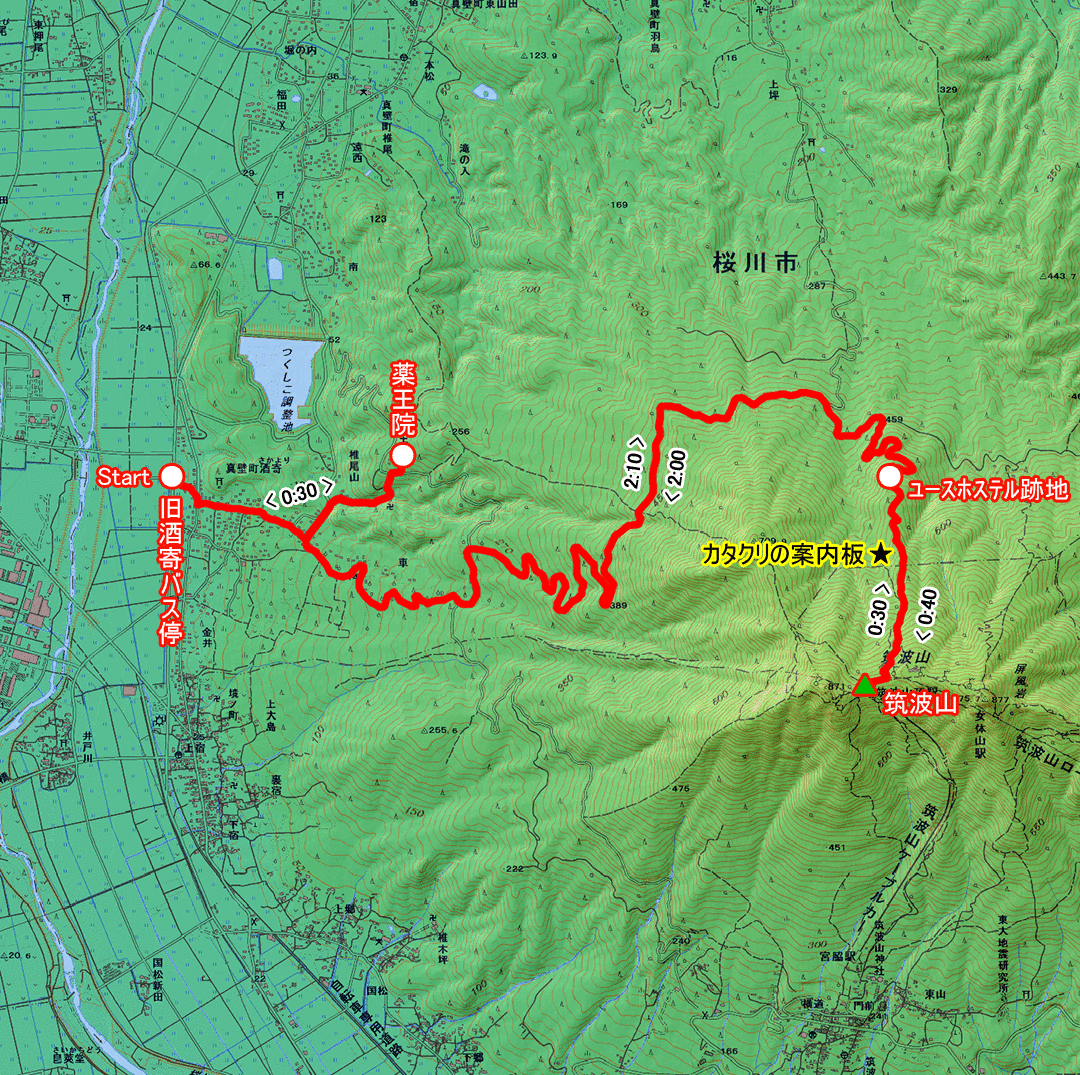 筑波山頂めぐりのみち（茨城県・5-10） コースマップ