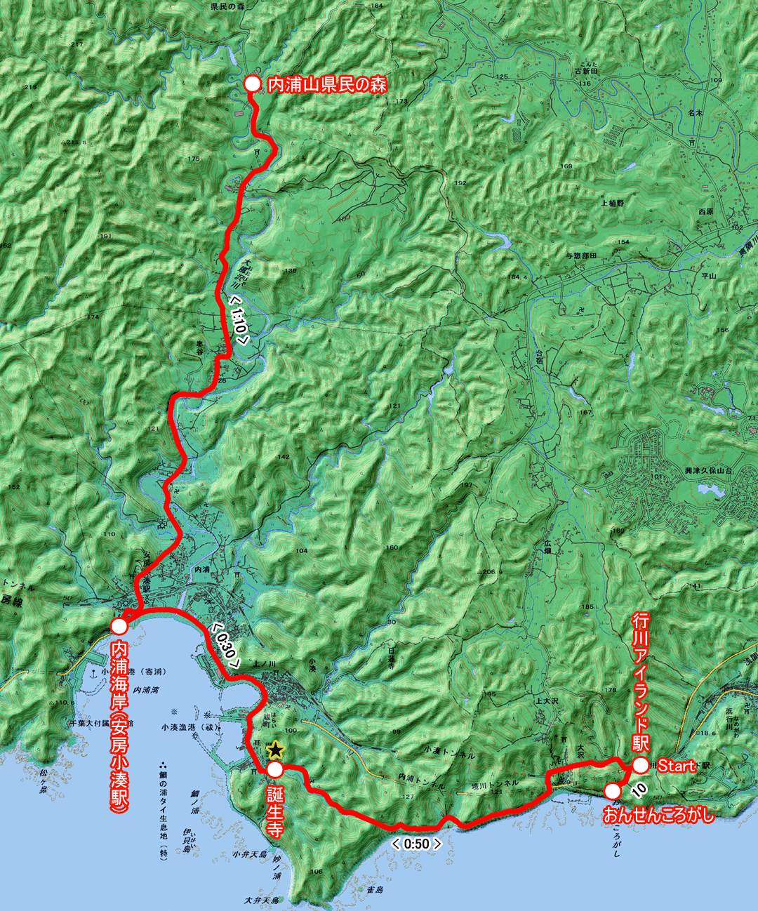 海と森をつなぐみち（千葉県・6-20） コースマップ