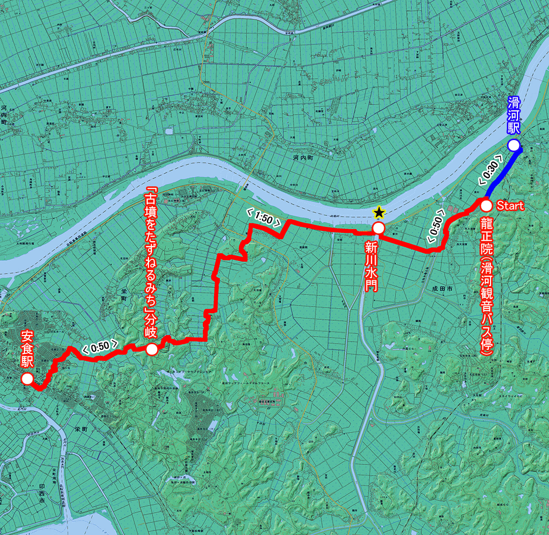 川と沼をつなぐみち（千葉県・6-27） コースマップ
