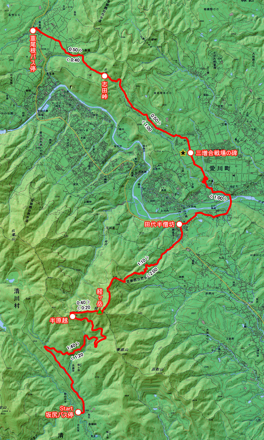 北条武田合戦場のみち（神奈川県・7-17） コースマップ